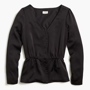 NWT J Crew Satin Crepe Button Front Blouse